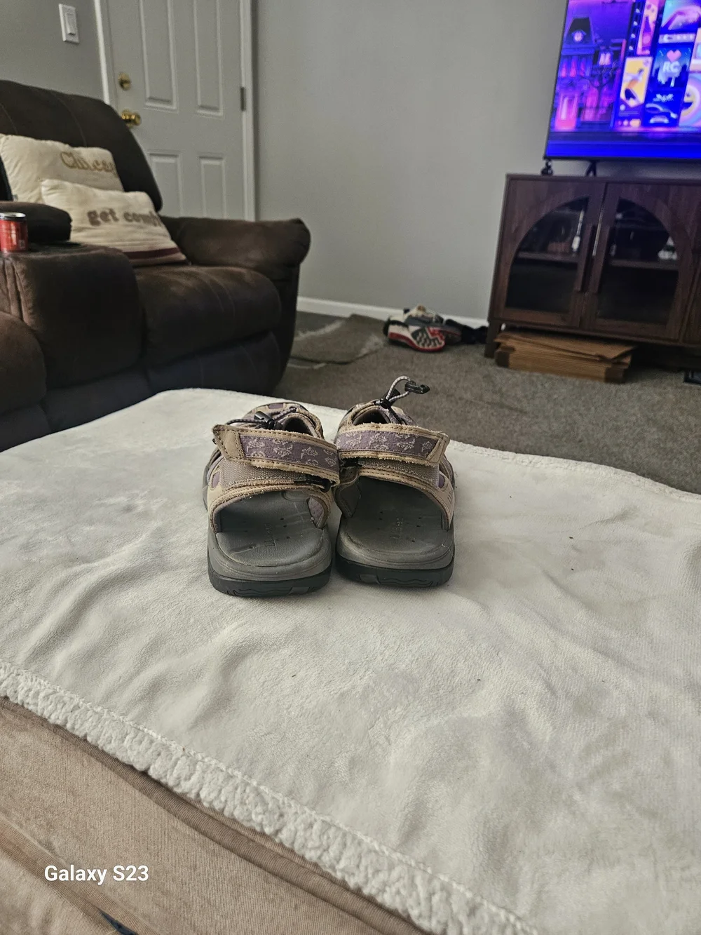 L.L.Bean Women's Sport Hiking Sandals Purple Tan Adjustable Water Shoes Size 11M